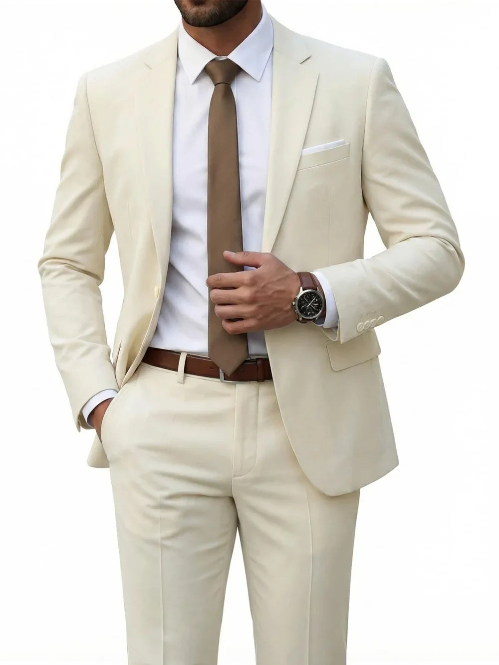 Hot Sale Man Suit Set 2 Pieces Jacket Pants Business Outfit Notched Lapel Casual Men's Regular Fit Tuxedo Wedding Guest Clothes