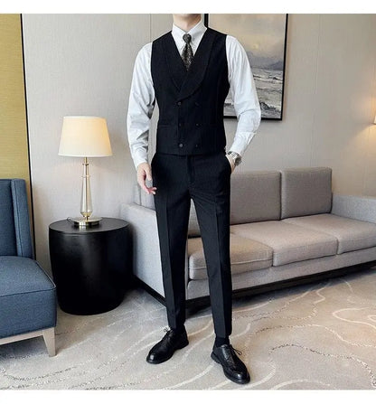 Men's Slim Fit 2-Piece Suit – Striped Single-Breasted Blazer and Trousers for Wedding, Business & Formal Wear