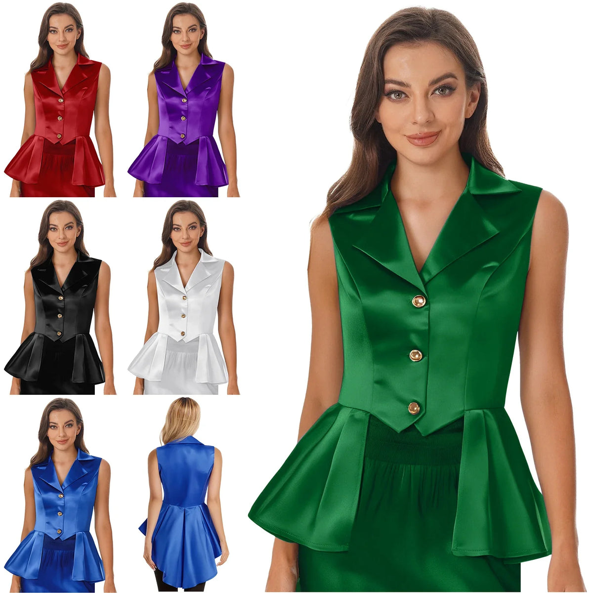 Women Sleeveless Vests Steampunk Victorian Costumes Waistcoat Jacket Top Turn-Down Collar Tuxedo Tank Top Cosplay Gothic Outfit