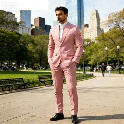 Men's Solid Color Business Terno Casual Workwear British Style Wedding Suit Performance Casual Male Suits Fashion