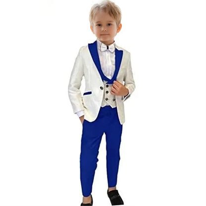 Boys 3-Piece Suit Set Jacket Vest Pants Paisley Slim Fit Kids Formal Tuxedo for Weddings