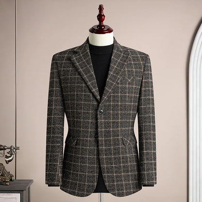 Men's Blazer Single Breasted Casual Business Jacket — Black & Coffee Brown
