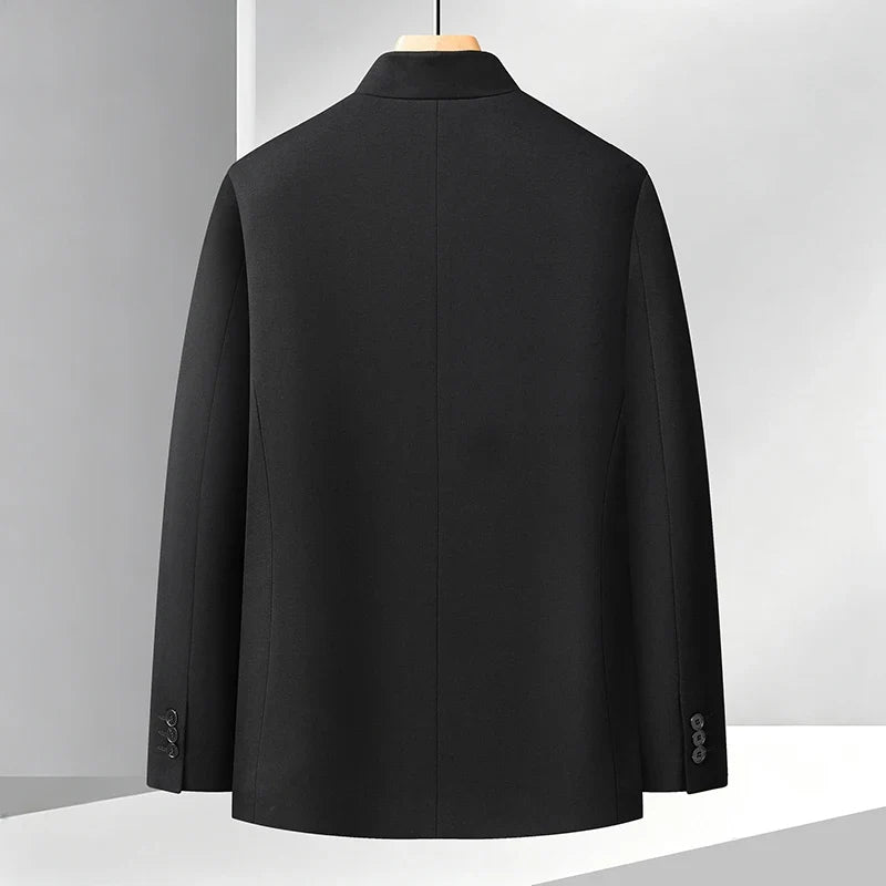 Blazer Men Smart Casual Stand Collar Korean Style Black Business Coat