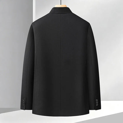 Blazer Men Smart Casual Stand Collar Korean Style Black Business Coat