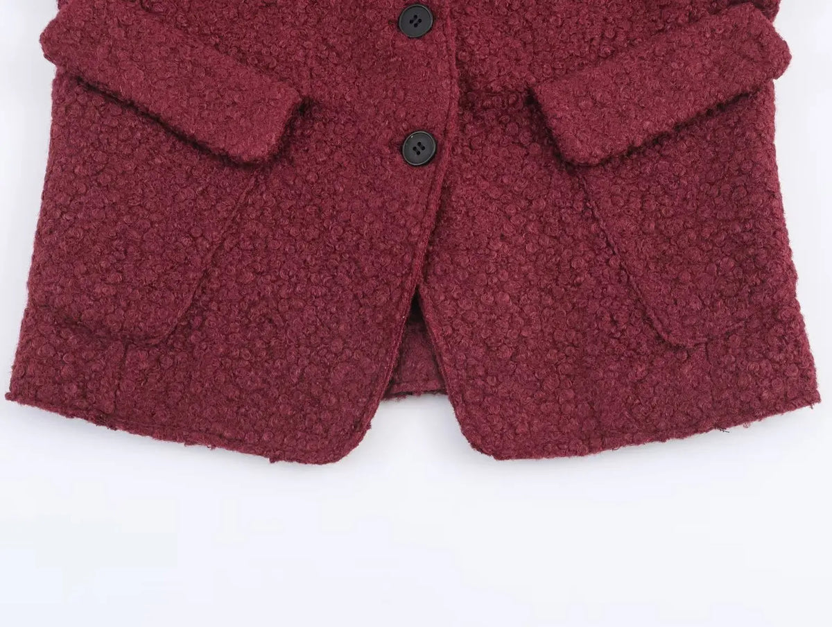 Women Christmas Red Winter Jacket Coat Vintage Teddy Coats Streetwear Long Sleeve Lamb Wool Jacket Outerwear 2000s Clothes 2025