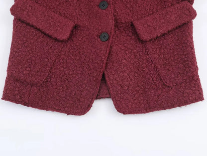 Women Christmas Red Winter Jacket Coat Vintage Teddy Coats Streetwear Long Sleeve Lamb Wool Jacket Outerwear 2000s Clothes 2025