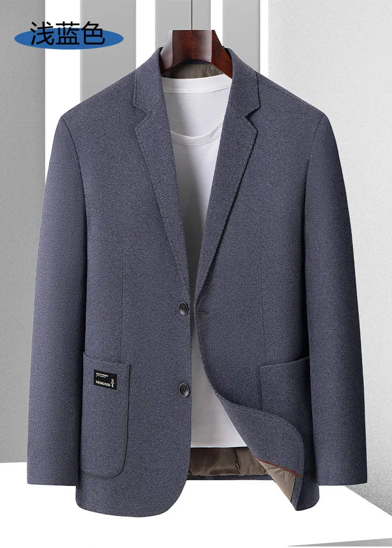 Men's Smart Casual Blazer with Down Liner – Versatile Spring Autumn Suit Jacket