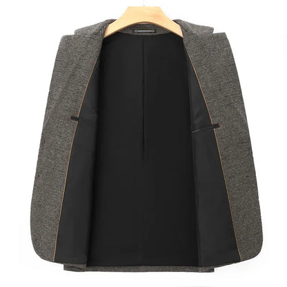 Man Suit Coat Vintage Patchwork Single-breasted Men Blazer Slim Long Sleeve Pocket Male Business Casual Outerwear