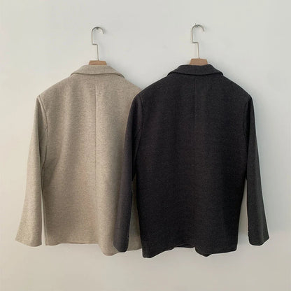 Chic Autumnal Loose Fit Casual Classic Style Long Sleeve Woolen Coat for Women Elegant Commuter Style Single Button Closure