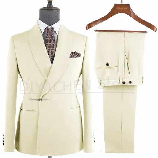 2-Piece Blazer+Pant Men's Wedding Tuxedo Jacket Groomsmen Smoking Business Slim Fit Casual Clothes for Men