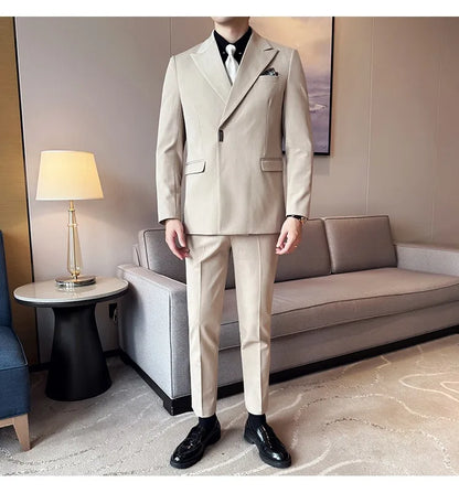 Men's 3-Piece Slim Fit Suit Set – Jacket, Vest & Pants for Wedding, Prom & Business