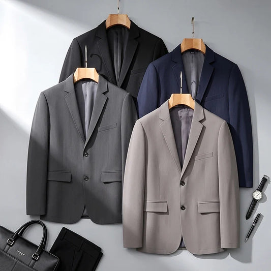 High-Quality Men's Fashionable Casual Versatile Business Suit Jacket Elastic Style Spring Autumn Trendy Outerwear