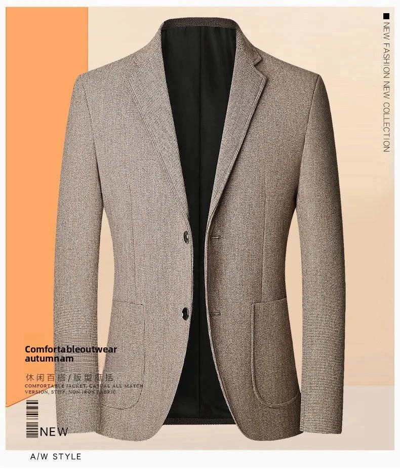 Blazer Men's Fashion Solid Color Wedding Dress Casual Host Gentleman Slim-Fitting Trendy Banquet Versatile Business Blazer