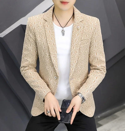 Men's Slim Fit Blazer – Single Button Casual Suit Jacket for Autumn & Winter
