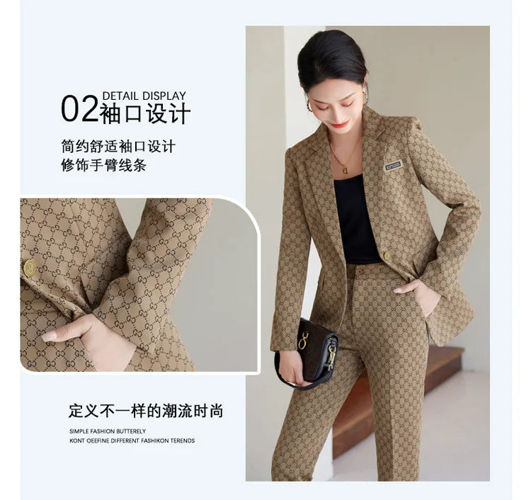 High Quality Fabric Women Business Suits With Pants and Blazer Coat Professional Autumn Winter Office Ladies Pantsuits Blazers