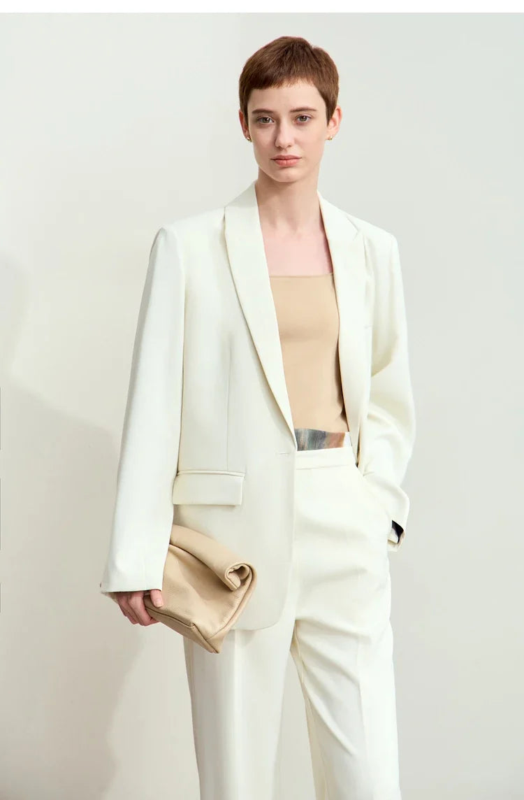 Minimalism Women Tailored Coat 2024 Autumn New Office Lady Lapel Collar Print Patchwork Mid-length Loose Blazer 12443016