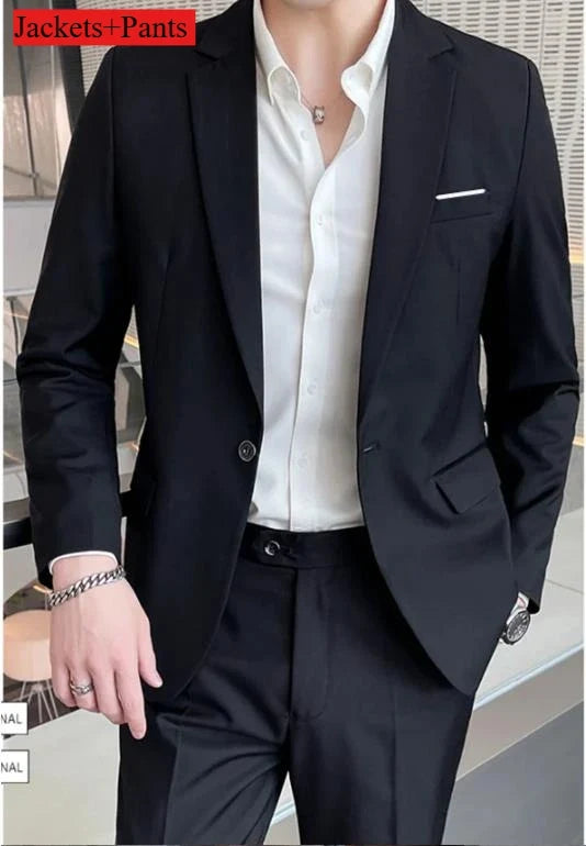 Costume blanc trois pièces pour homme, anti-plis, infroissable, anti-adhérence des poils, costume de travail formel d'affaires, vêtements de travail quatre saisons Dr