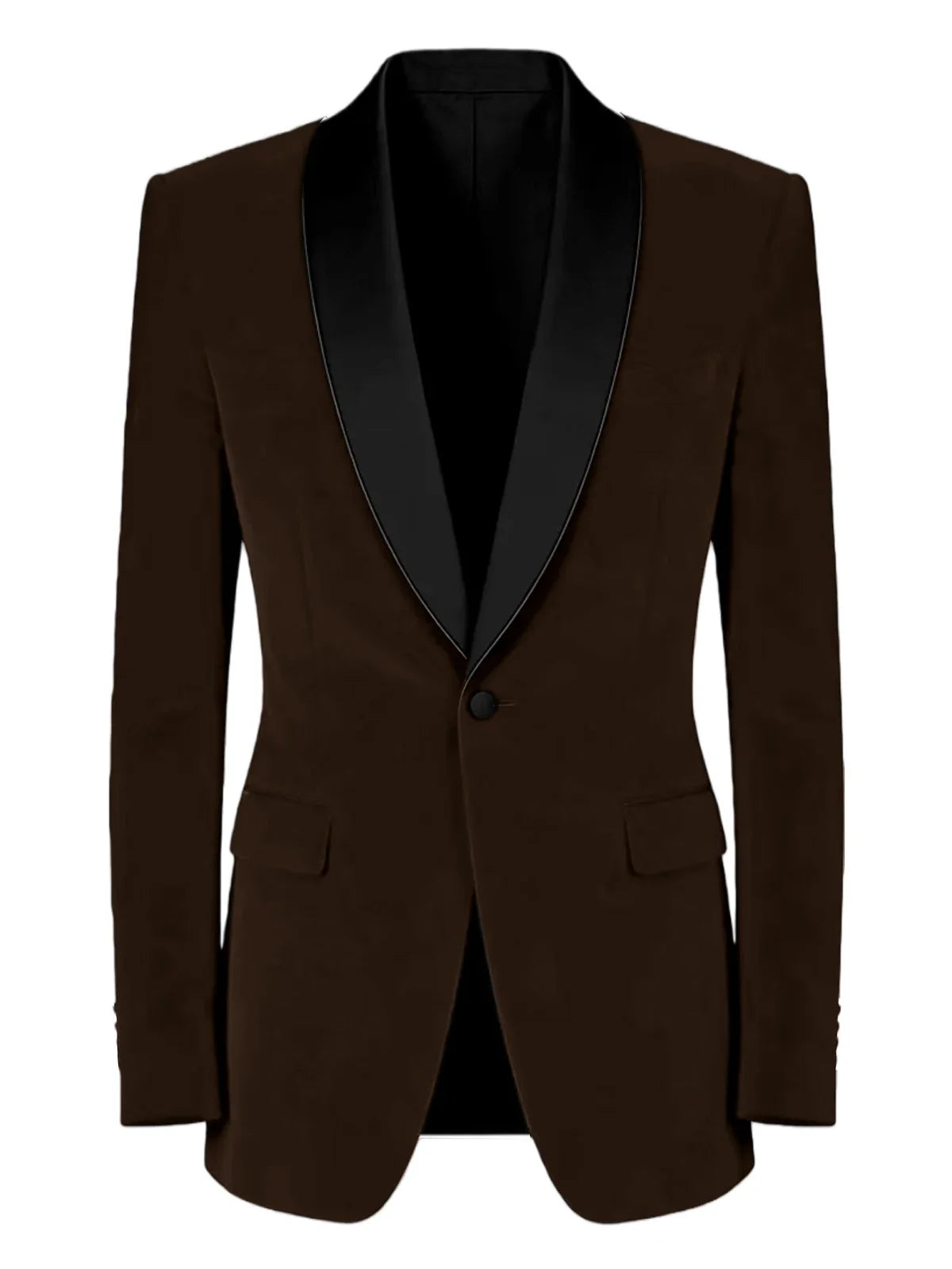 Men's Velvet Tuxedo Blazer Black Trim Shawl Lapel Slim Fit 1-Button Flap Pockets Suit Jacket Formal Wedding Party Sport Coats