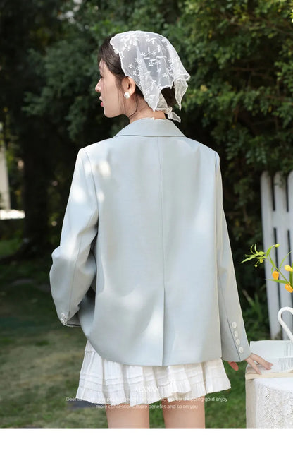 Khaki Blazer Spring Back Split Women's Jacket Elegant Casual Office Loose-fit Long Sleeve Outwears Female L61816 L61922