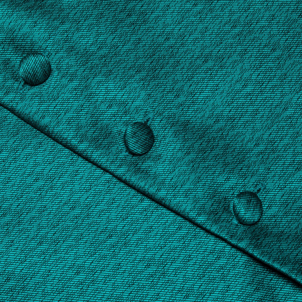 Men's Vest Matching Tie Set – Teal Textured Formal Waistcoat for Weddings and Business Events