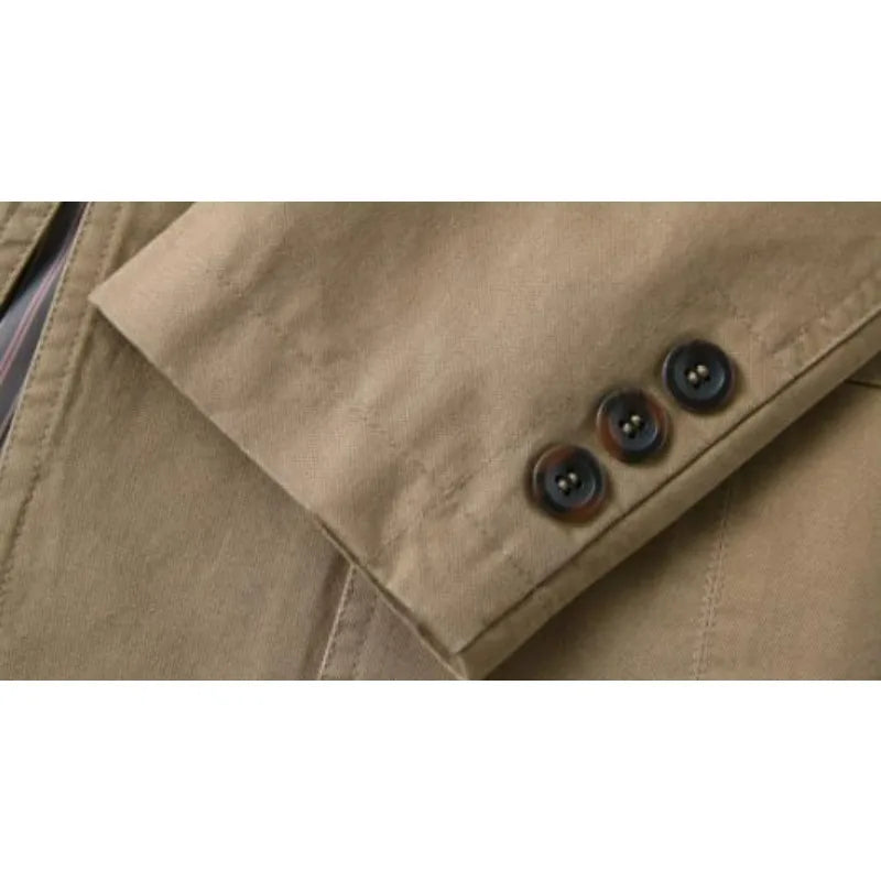 Blazer Man Retro Turn Down Collar Single-breasted Men Suit Coat Loose Pocket Long Sleeve Versatile Male Casual Outerwear