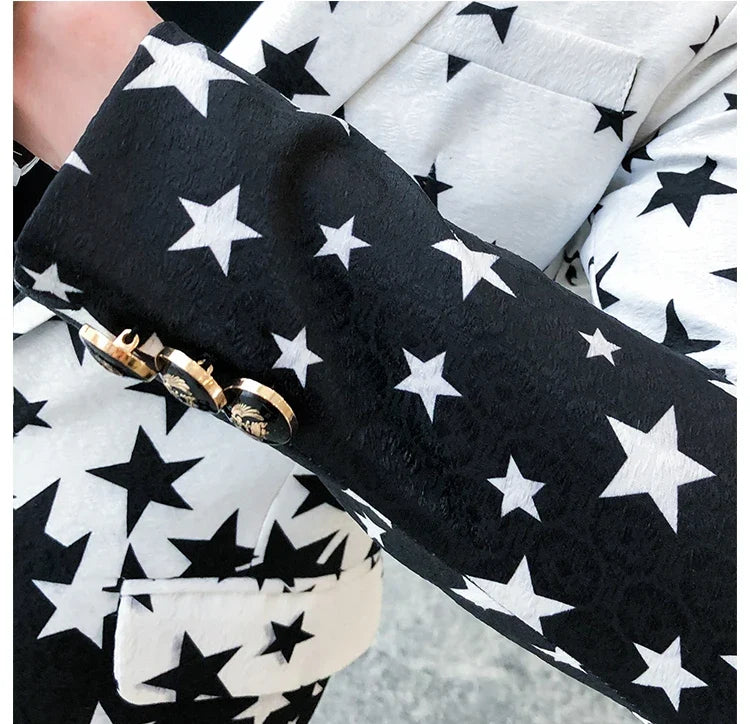Star Print Slim Fit Blazers 2026 New Men's Club Dress Groom Tuxedo Men's Formal Wedding Prom Suit Jacket Brand Costume Homme
