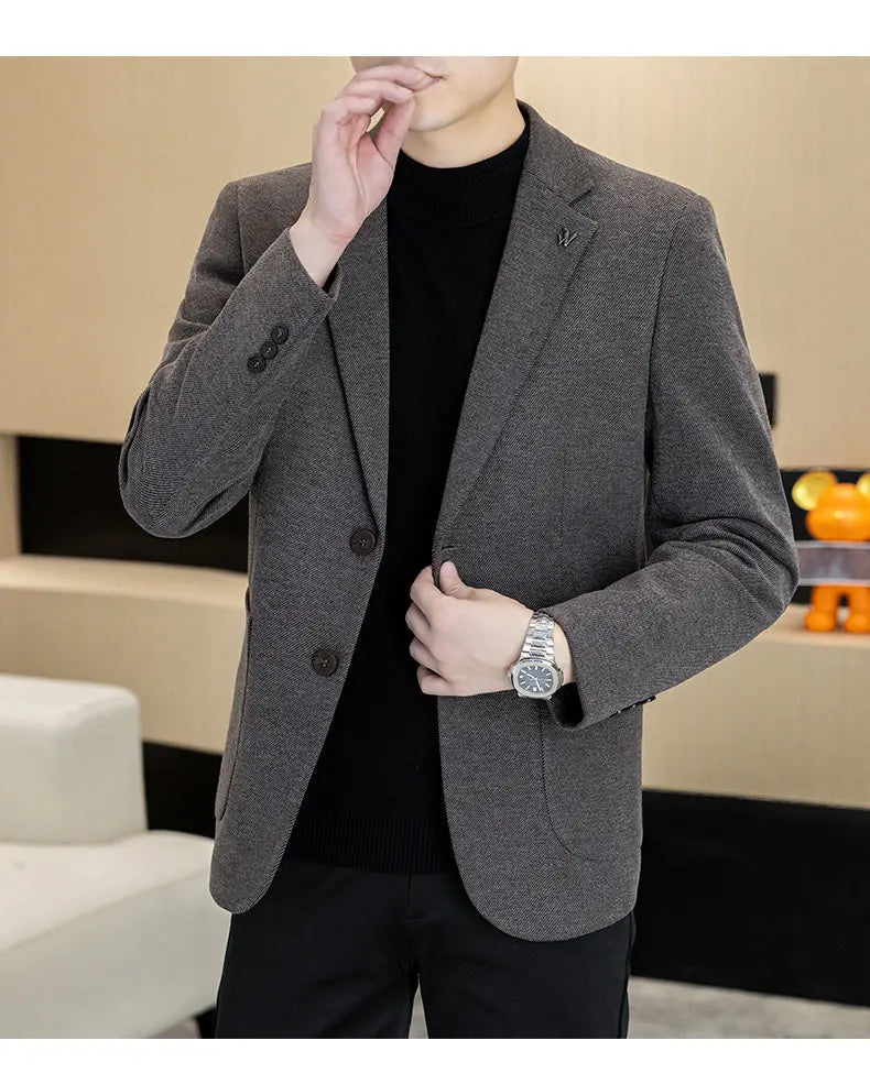 Men's Plus Size Single Breasted Casual Business Blazer – Autumn Winter
