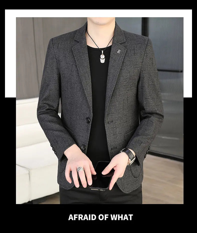 Blazer Men's Fashion Business Outdoor Travel Solid Color Trendy Wedding Youth Slimming Versatile Casual High Formal Wear Blazer