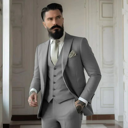 Men's Full 3 piece Single-breasted Elegant Fashion Slim Design Comfortable Commuter Wedding Dress Custom Man Suit for Men