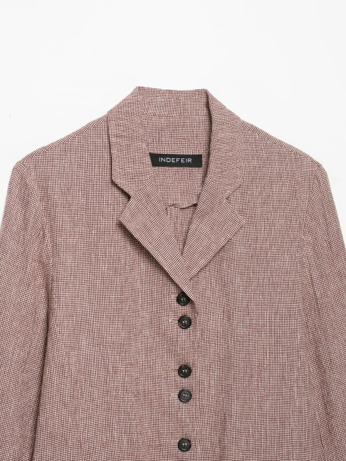 Casual Women Houndstooth Linen Blazer 2026 Spring Autumn Elegant Female Long Sleeves Lapel Collar Office Slim Suit Outerwear