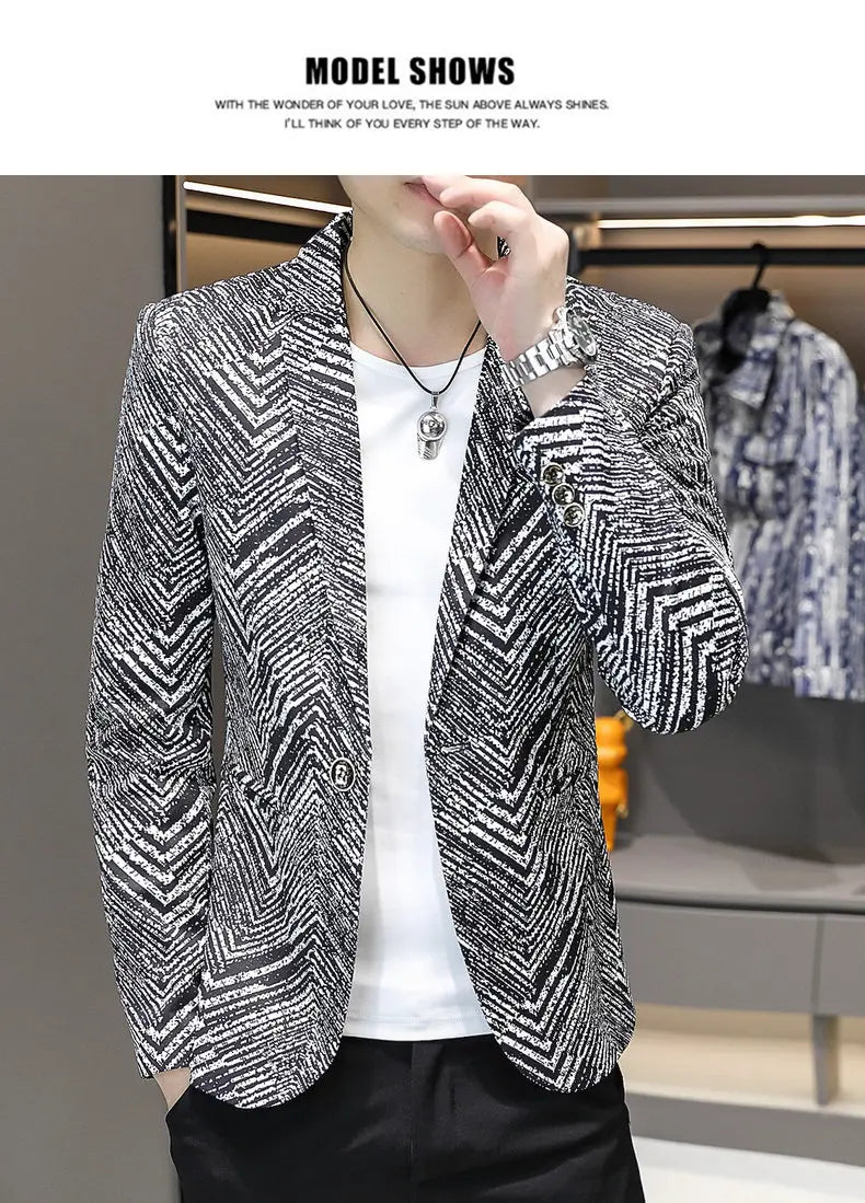 Blazer Men's Fashion Outdoor Travel Gentleman Wedding Slimming Business Versatile Trendy Casual Korean-style Formal Wear Blazer