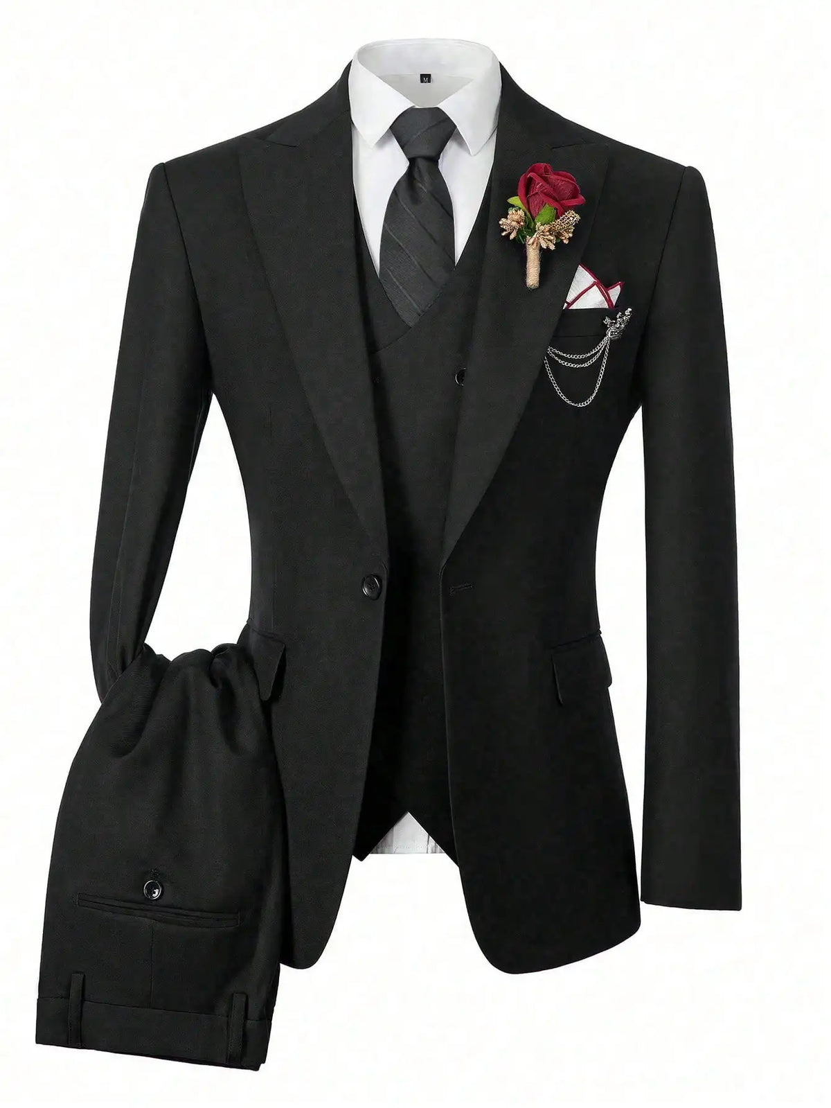 Men's Suits 3Pieces Suit Set For Men Elegant Solid Fashion Slim Fit Prom Blazer Double Breasted Vest Pants Set Business