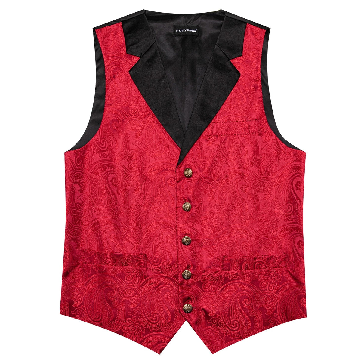 Men's Jacquard Paisley Vest Single Breasted Waistcoat with Bowtie — Formal Wedding & Party Suit Vest