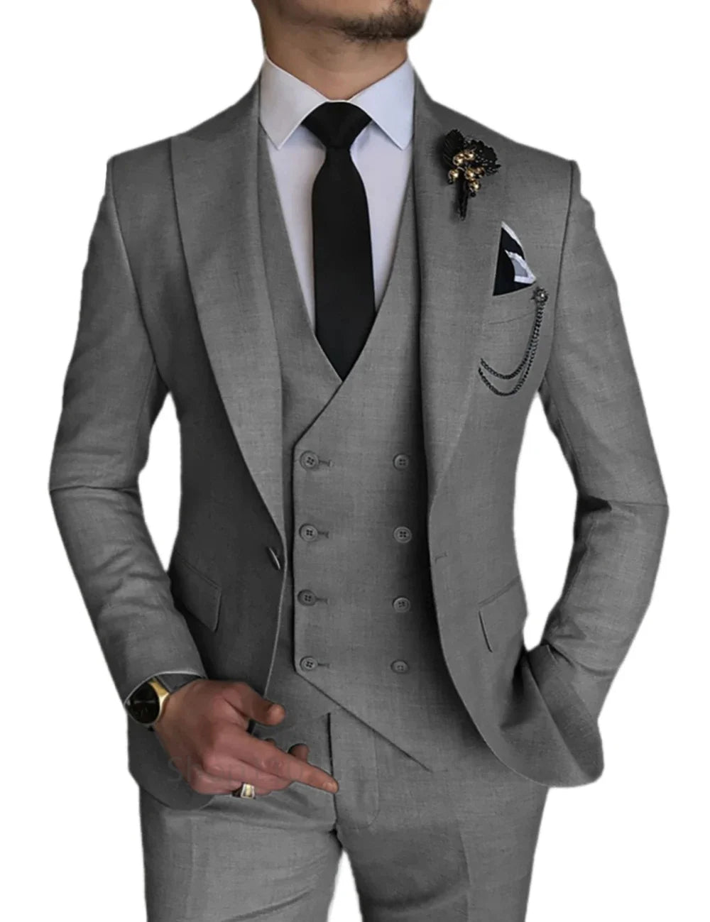 Men's 3 Piece Blazer+Vest+Pant Wedding Dress Suits Slim Fit Lapel Tuxedos Party Leisure Formal Male Suit For Groomsman Suits