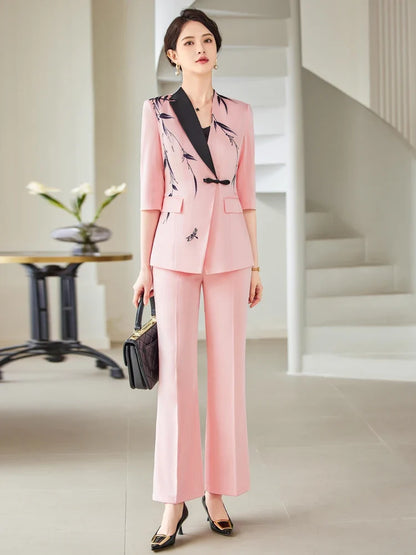 Mid-Sleeve Suit, Pants, Elegant Temperament, Most Unique, Spring and Summer, 2024 New