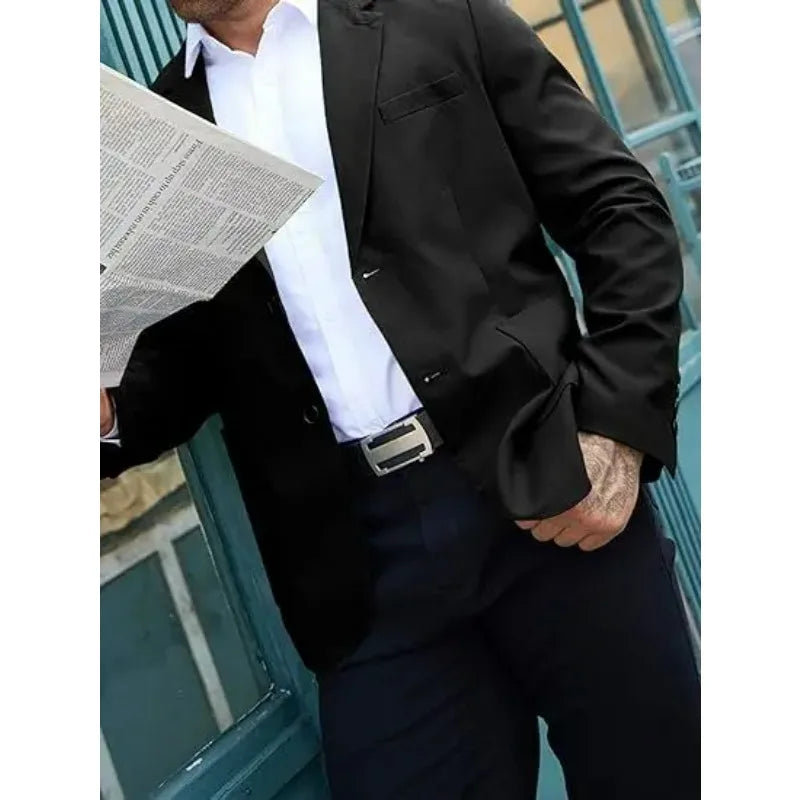 KIDWHXR Men Suit Coat Simple Solid Long Sleeve Male Blazer Turn Down Collar Casual Comfortable Business Casual Man Outerwear