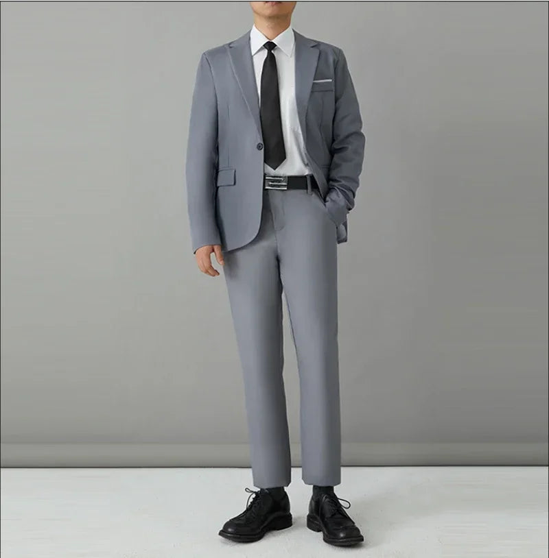 Men's Slim Fit Suit Set – Smart Casual Blazer and Pants for Business, Wedding & Formal Occasions