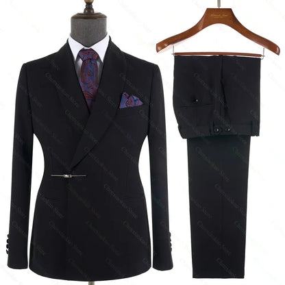 Ternos Masculino – Smoking Masculin à Revers Métalliques, Tissu Formel, Cigar Masculino