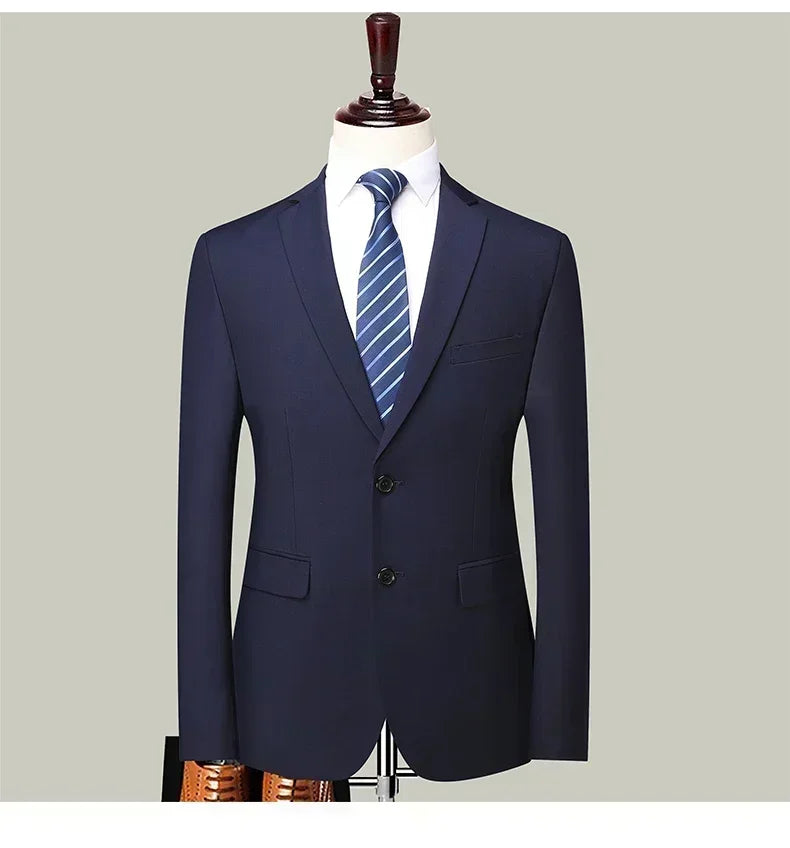 S-8XL Blazer New Men's Fashion Business Solid Color British Style Professional Work Groom Wedding Dress Best Man Blazer Jacket