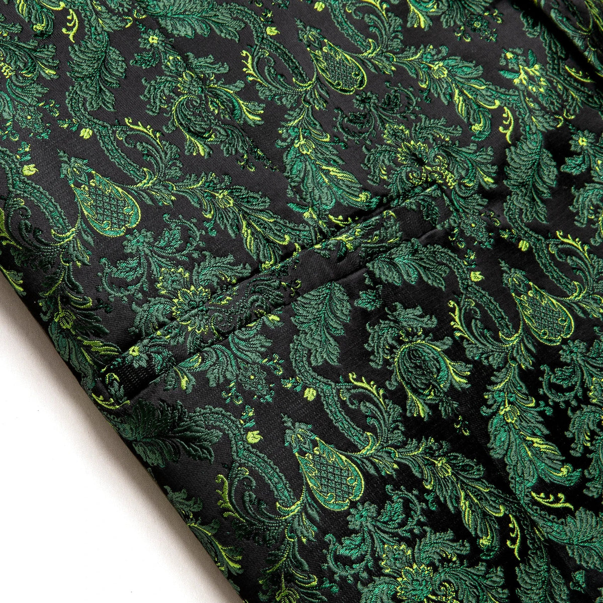 Men's Vest Green Floral Waistcoat with Tie Hanky Cufflinks Set for Wedding Banquet