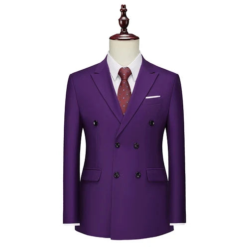 Men's Double Breasted Blazer – Slim Fit Suit Jacket for Wedding, Prom & Business