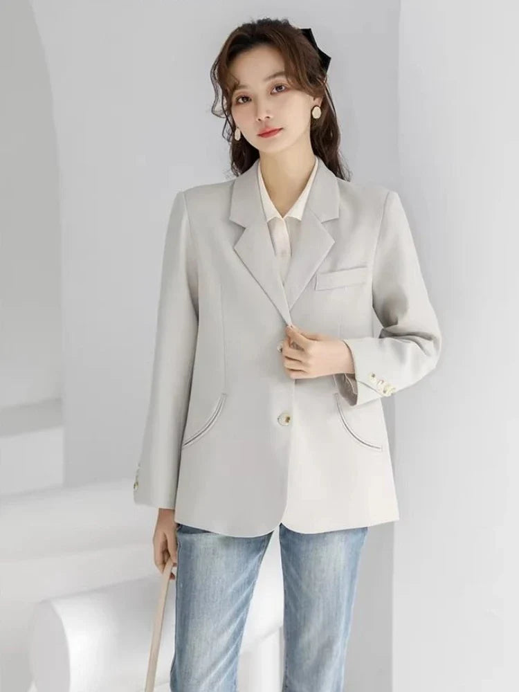 Women's 2025 New Korean Petite Niche Design Solid Slim Fit Blazer High Quality Slimming Minimalist Work Spring Autumn