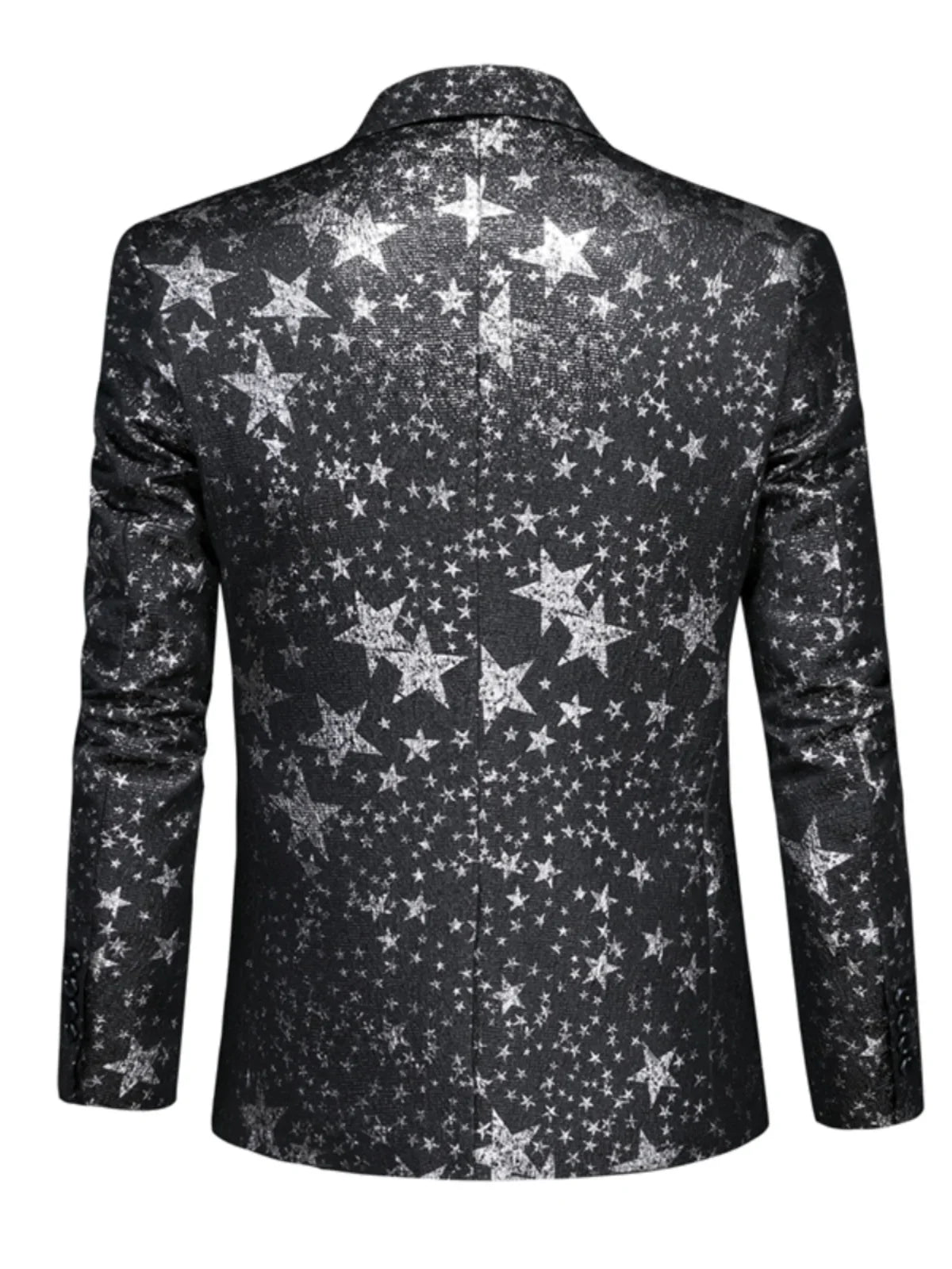Men's Jacquard Blazer Star Print Slim Fit Tuxedo for Stage and Party