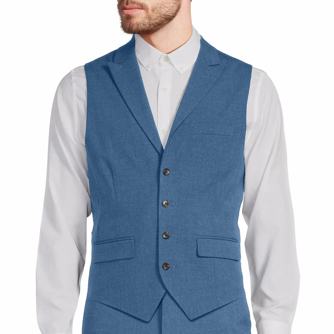 Men's Formal Vest Single Button Lapel Solid Waistcoat for Wedding & Business