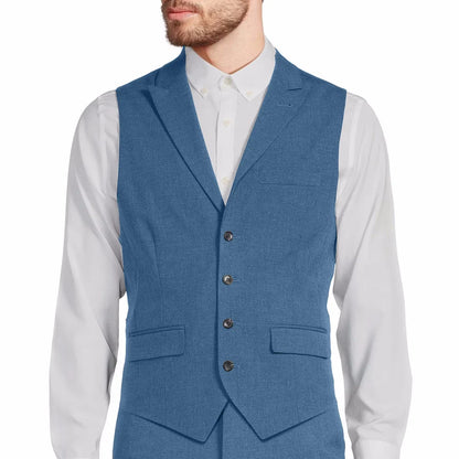 Men's Formal Vest Single Button Lapel Solid Waistcoat for Wedding & Business