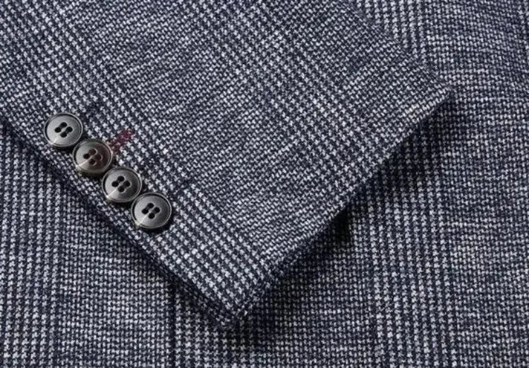 Wool Blend Classic Fashion Patterned Tweed Single-Breasted Blazer Jacket