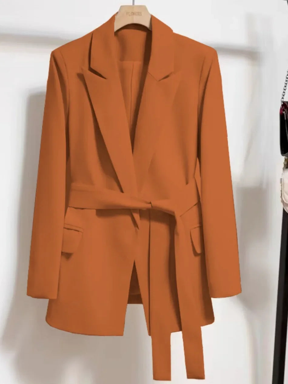 Women's Long Sleeved Lace-Up Blazer Loose Casual Top Korean Fashion Office Blazer Spring Autumn New
