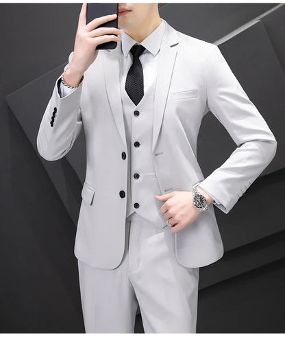Men's Three-Piece Suit Set Fashion Business Career Waistcoat Trousers Wedding Dress Groom Best Man Decoration Body