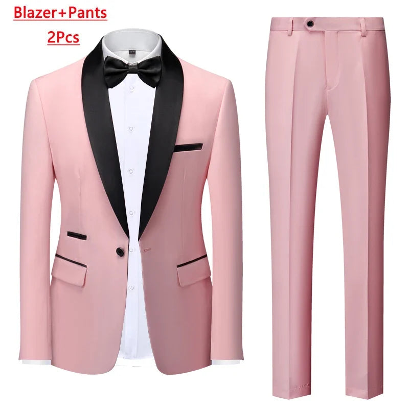 Men's Slim Fit Formal Suit Set – Blazer, Vest & Pants for Weddings & Parties