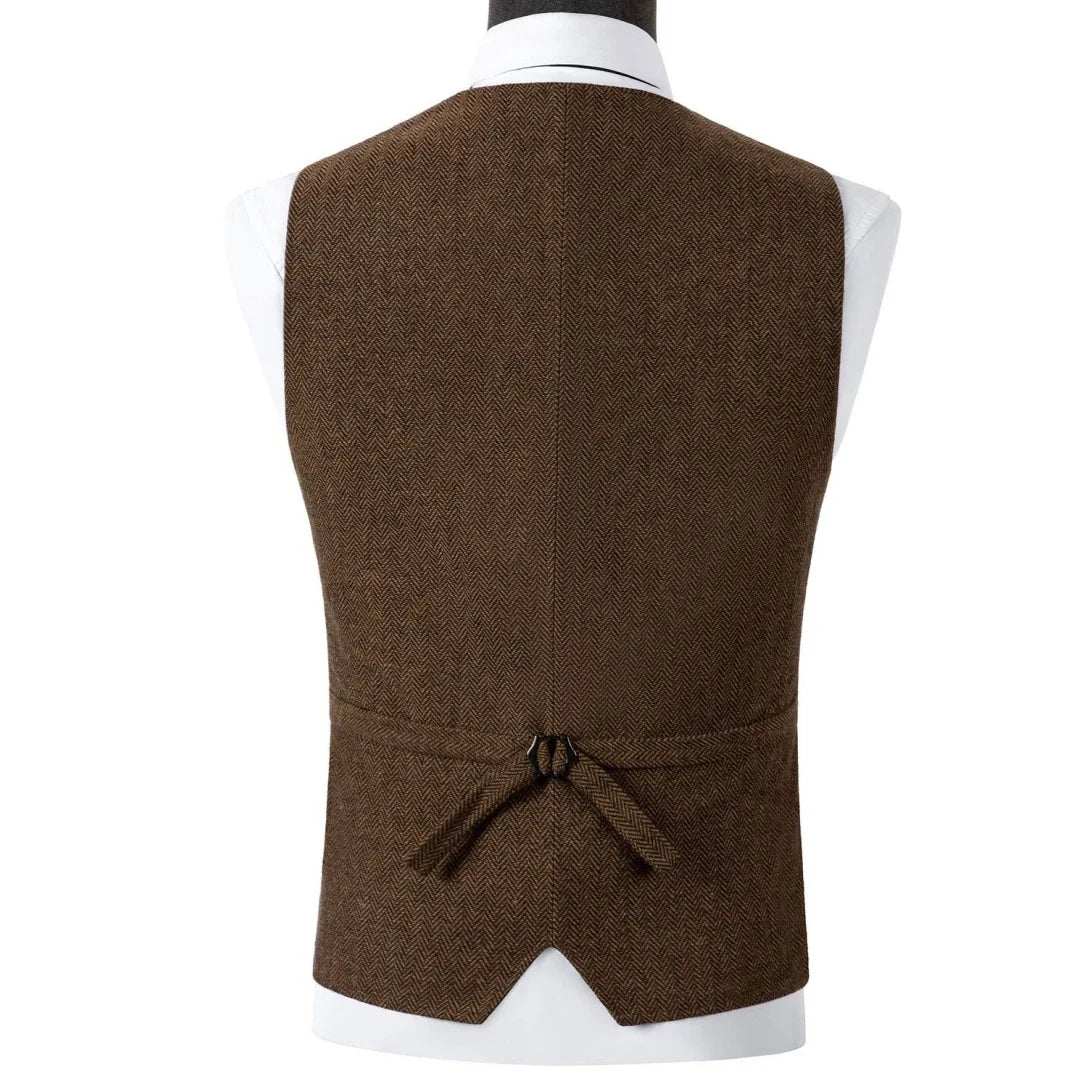 Men's Herringbone Vest – Single Breasted Formal Waistcoat for Business & Casual Wear